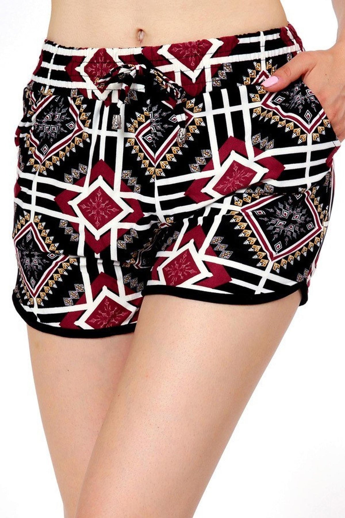 Buttery Smooth Burgundy Diamond Tribal Dolphin Shorts