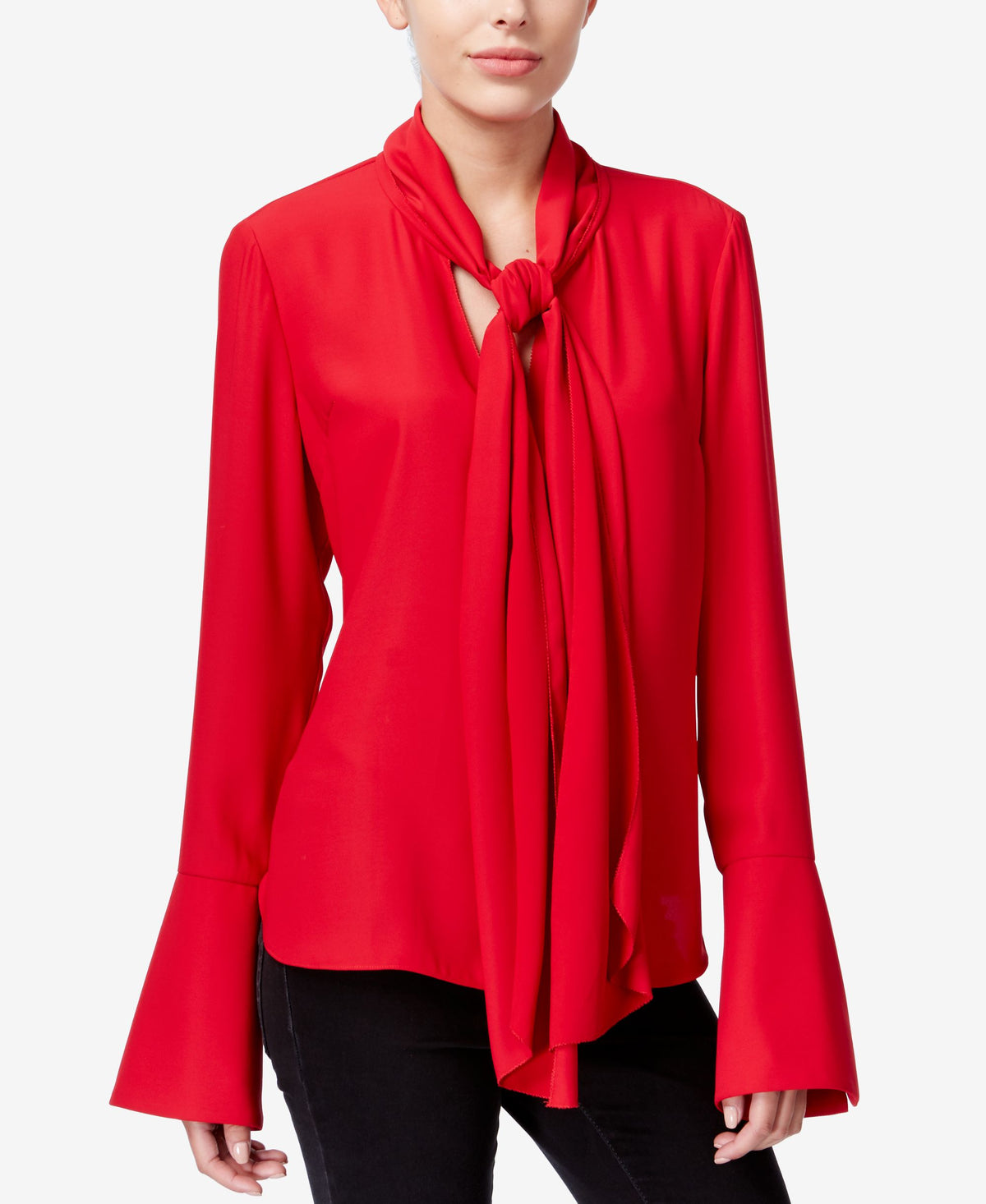 Rachel Rachel Roy Womens Tie-Front Bell Sleeves Pullover Top