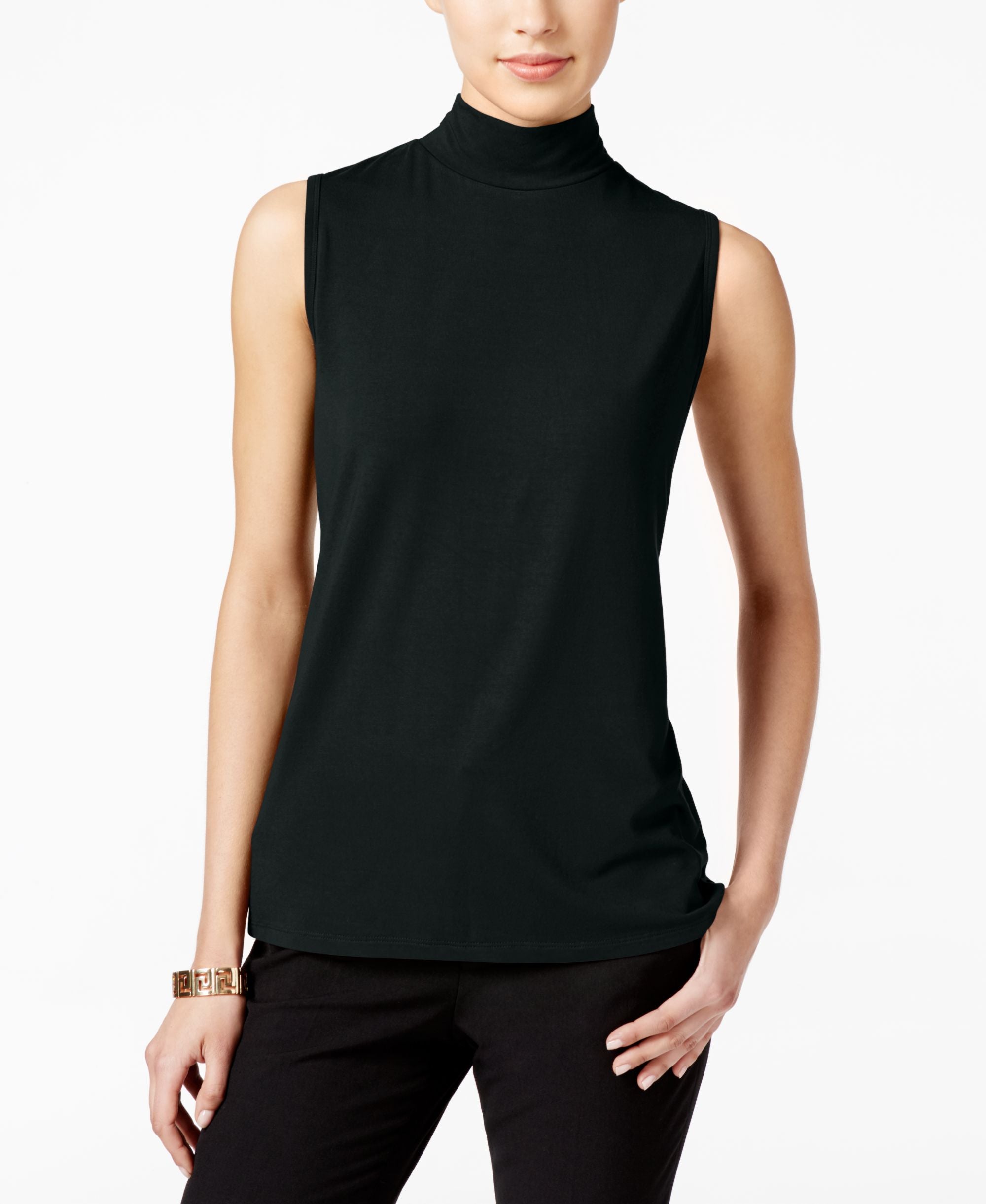 Charter Club Petite Mock-Neck Shell