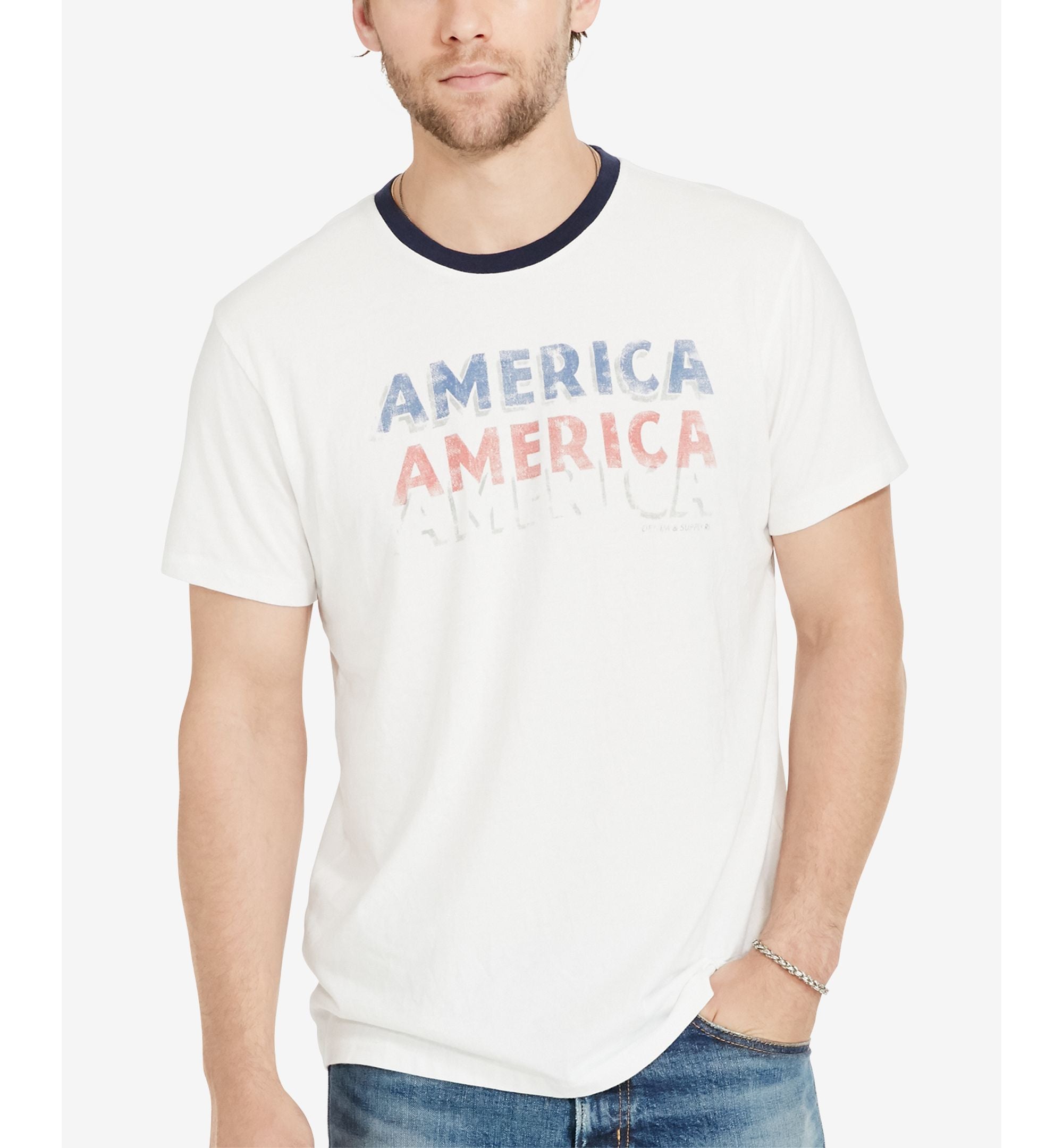 Denim & Supply Ralph Lauren NEW White Men's America Tee T-Shirt 2XL