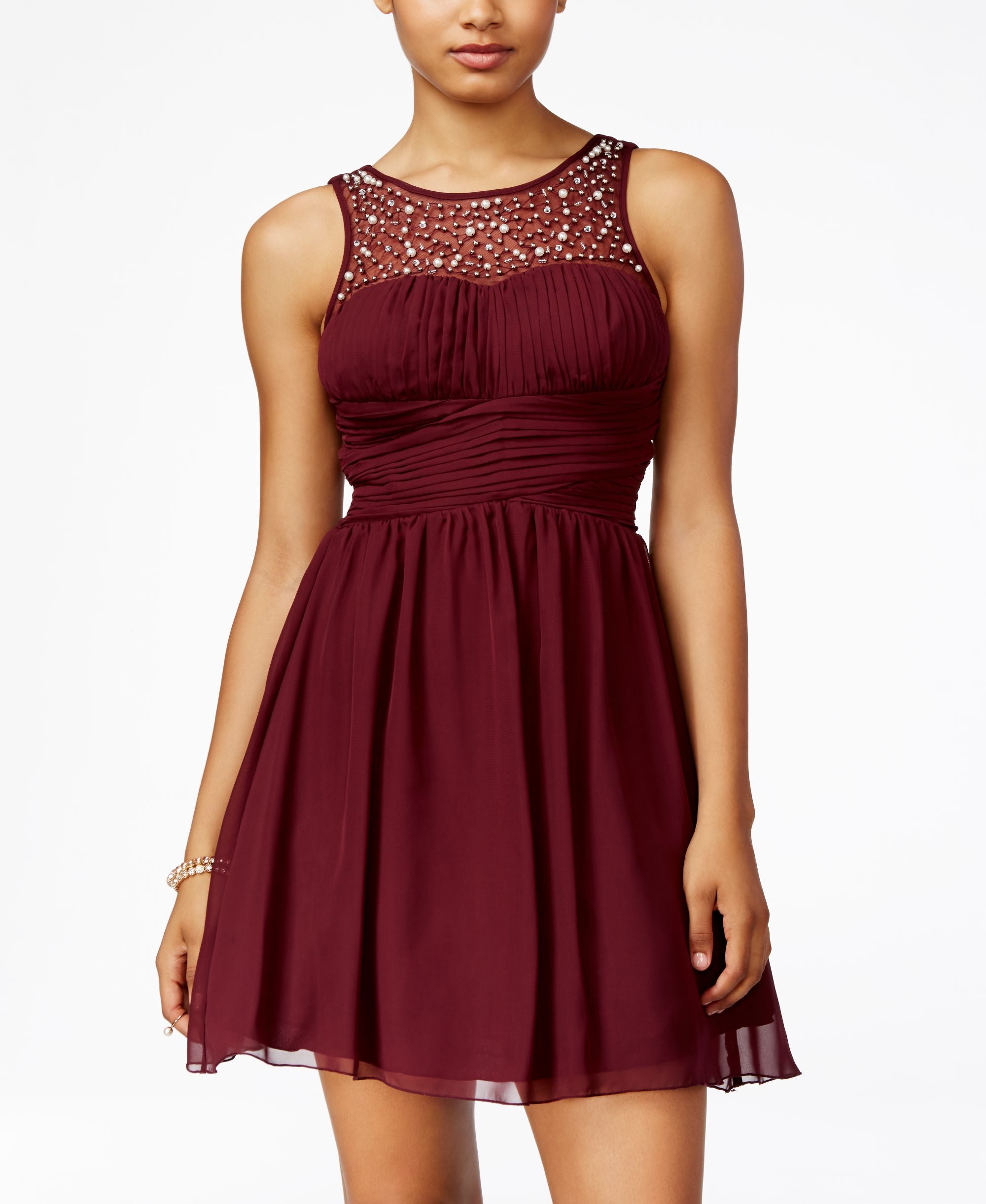 Speechless Juniors Embellished Fit Flare Dress