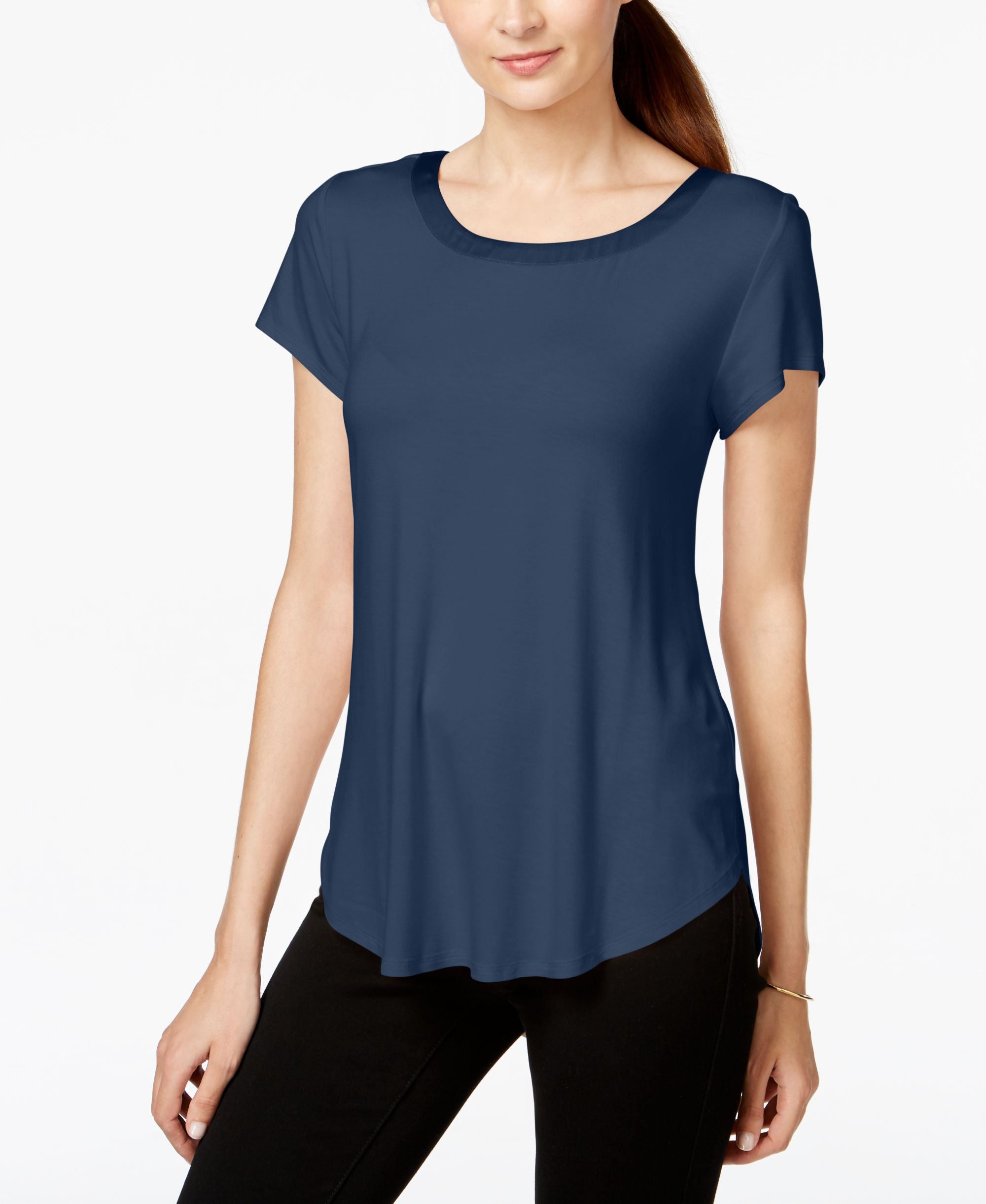 Alfani Petite Short-Sleeve High-Low Tee