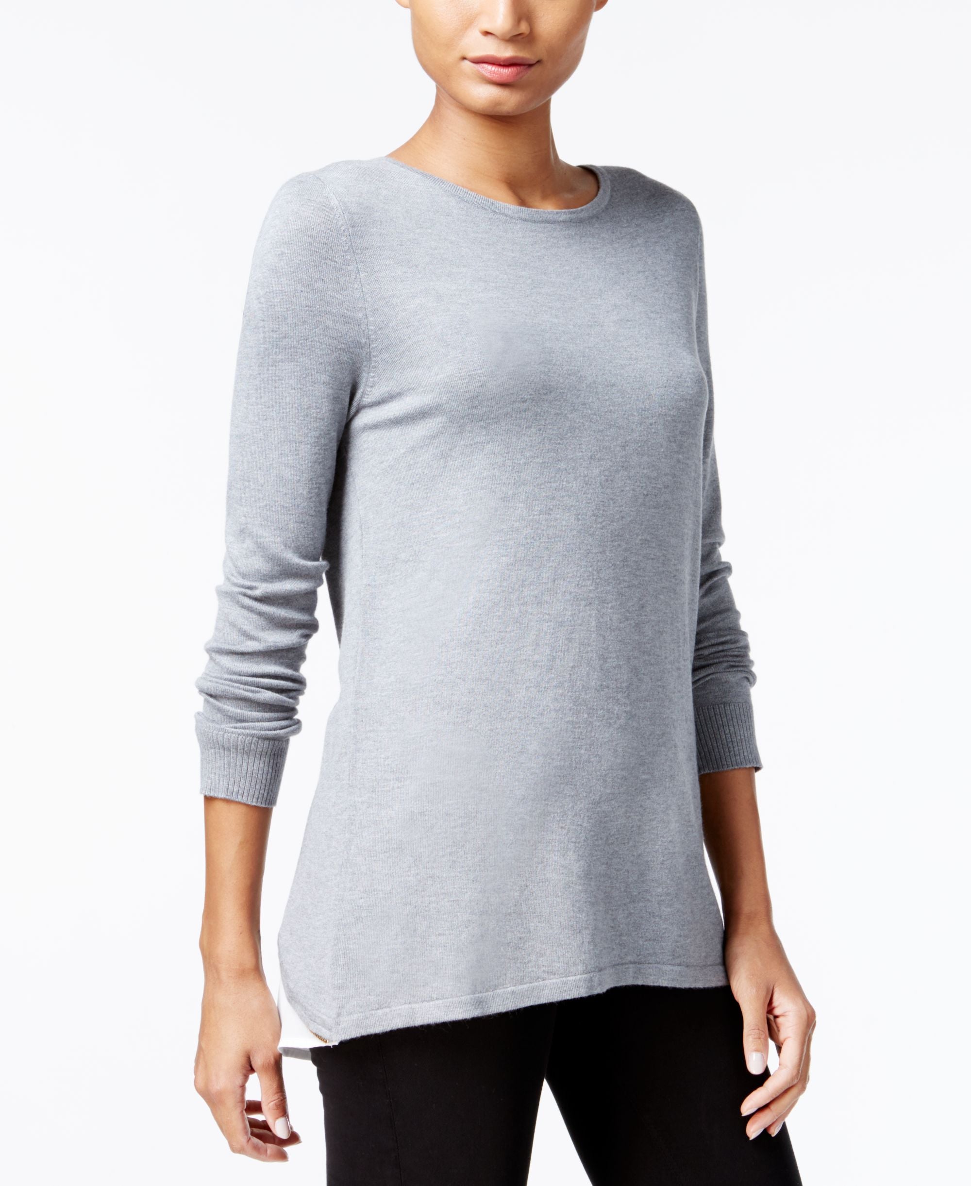 Kensie Colorblocked Zip Detail Sweater