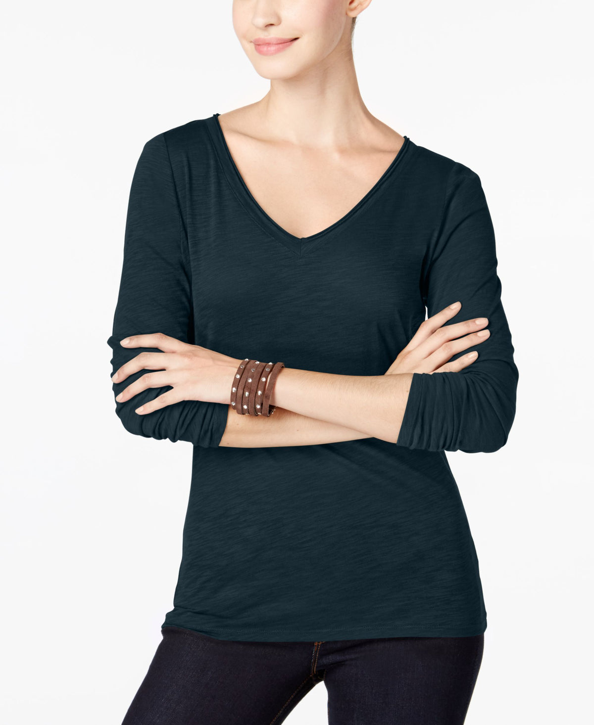 Womens Petite Slub Top