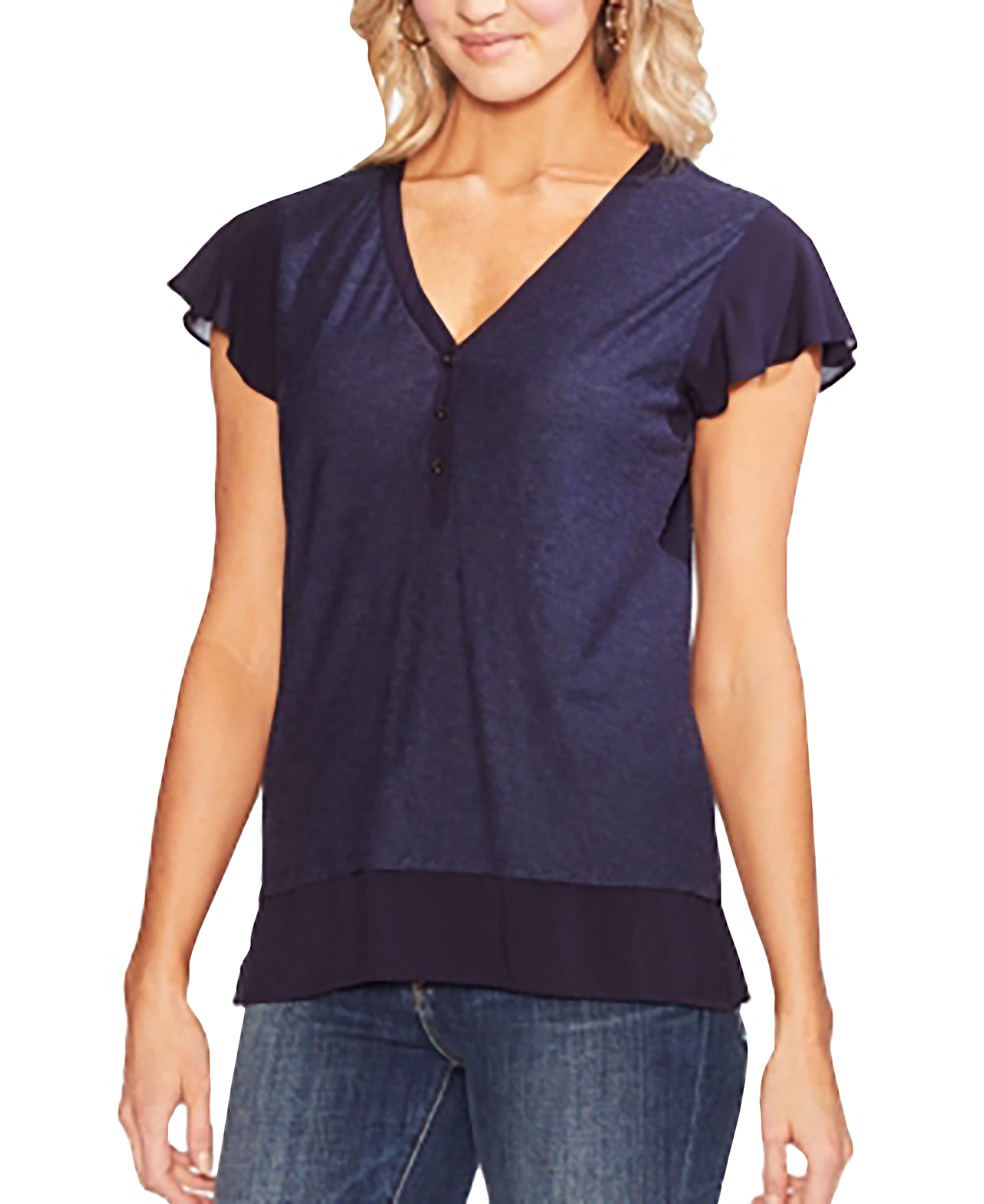 Flutter-Sleeve Layered-Look Top