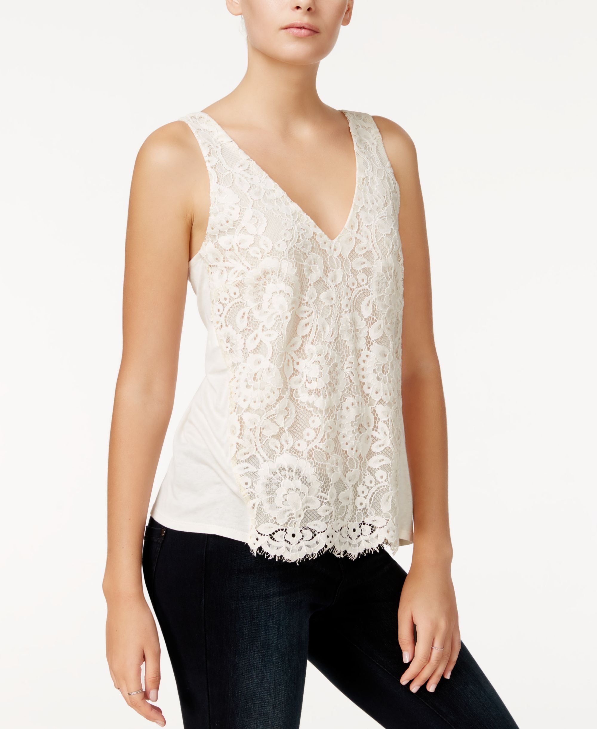 Lace-Front Tank Top