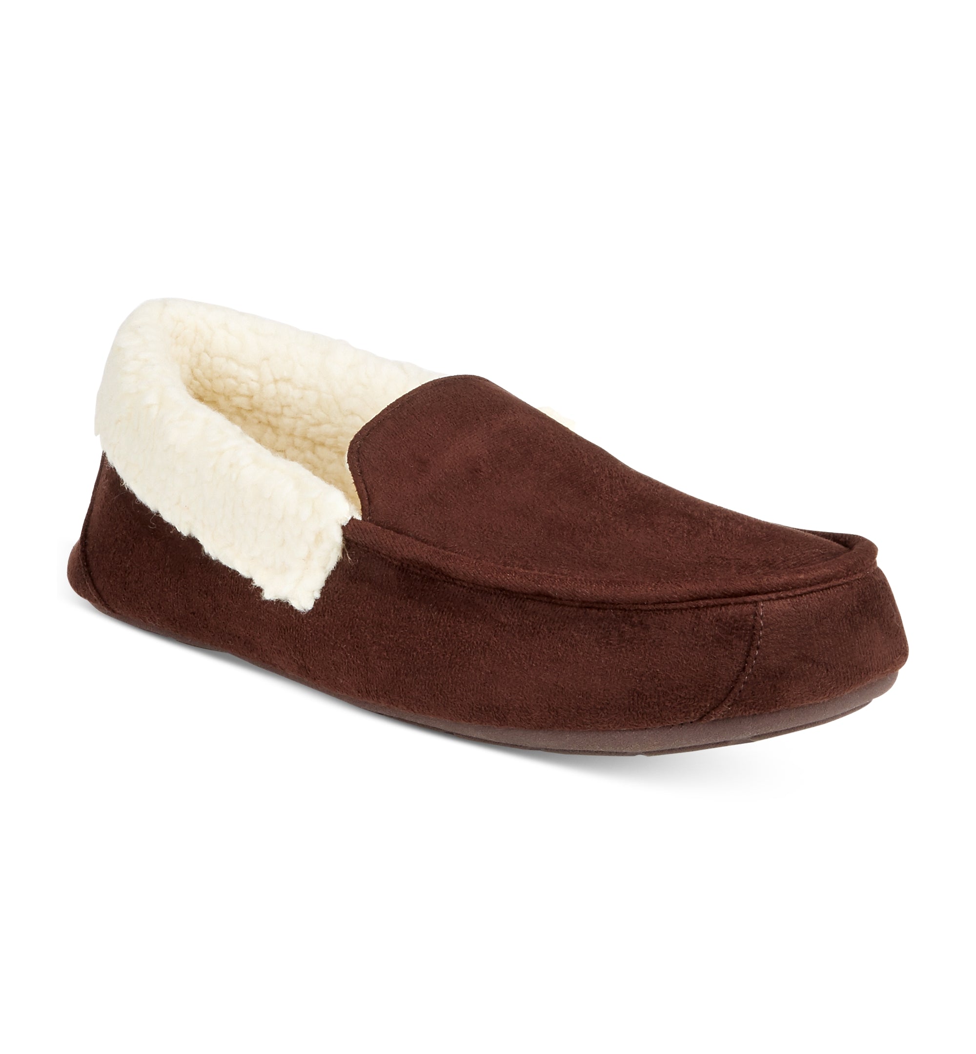 Men's Slippers, Suede Sherpa Lined & Memory Foam Loafer