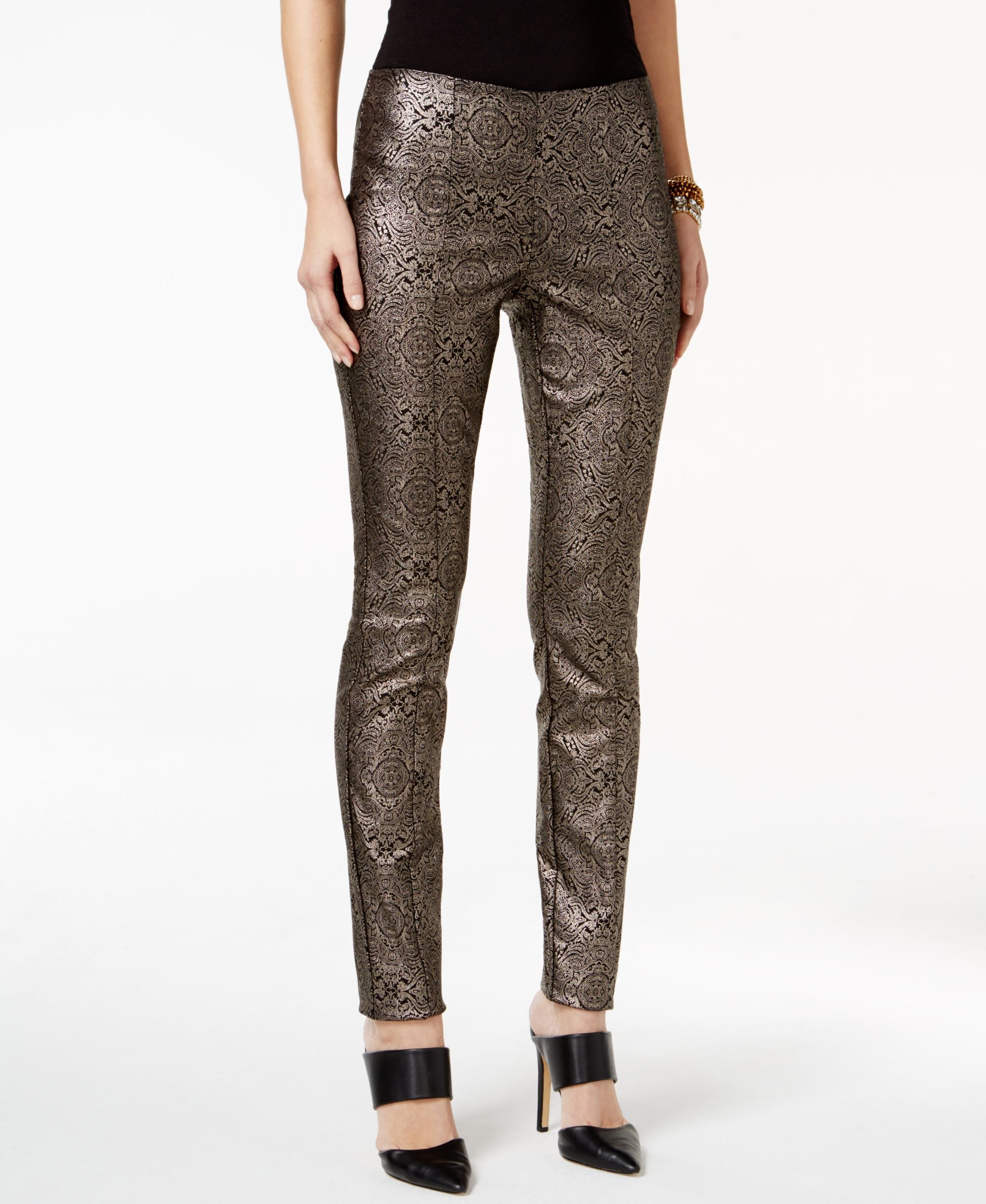 Alfani Metallic Paisley-Print Pants