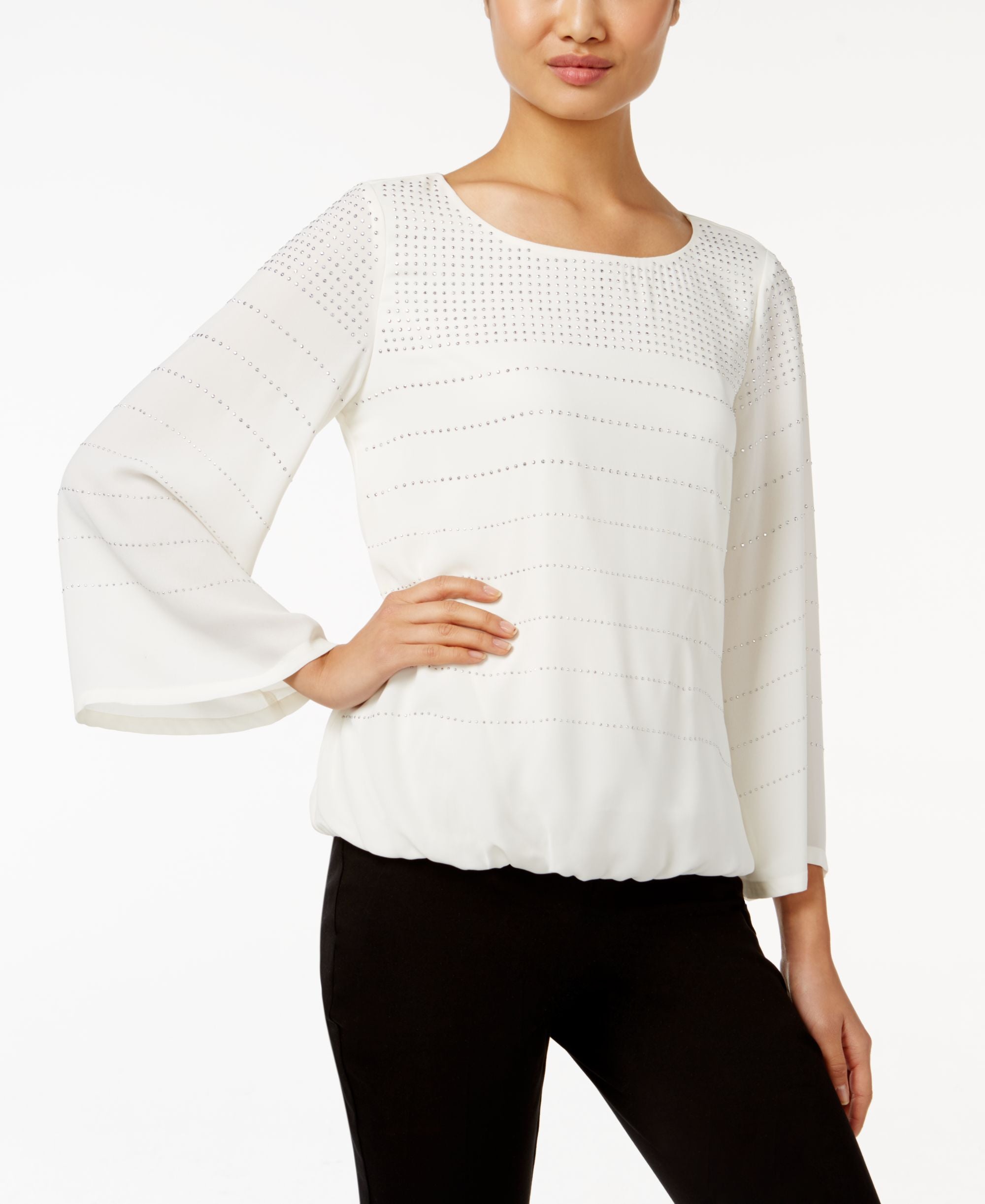 Alfani Petite Embellished Blouson Top