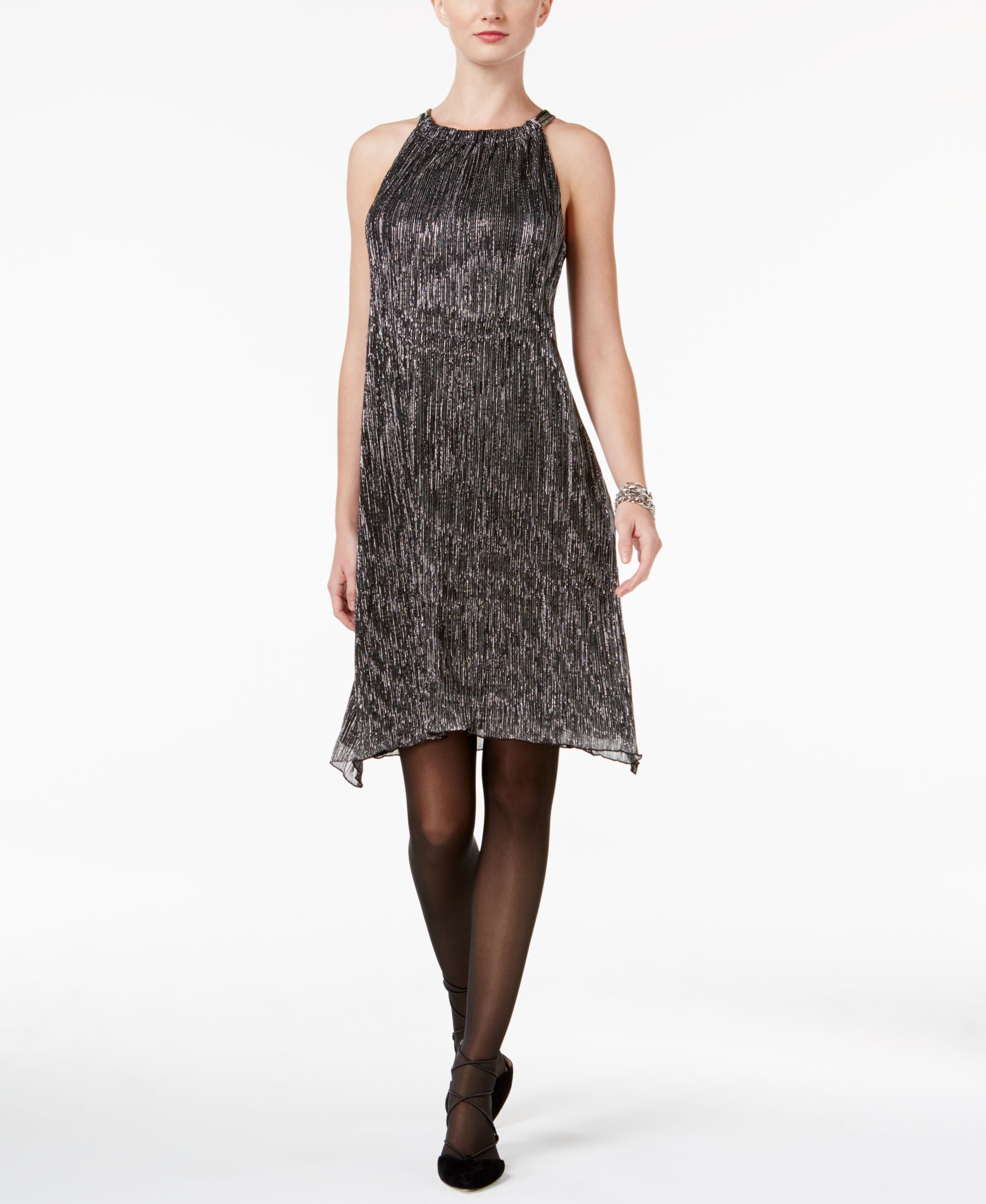 Alfani Petite Metallic Halter Dress