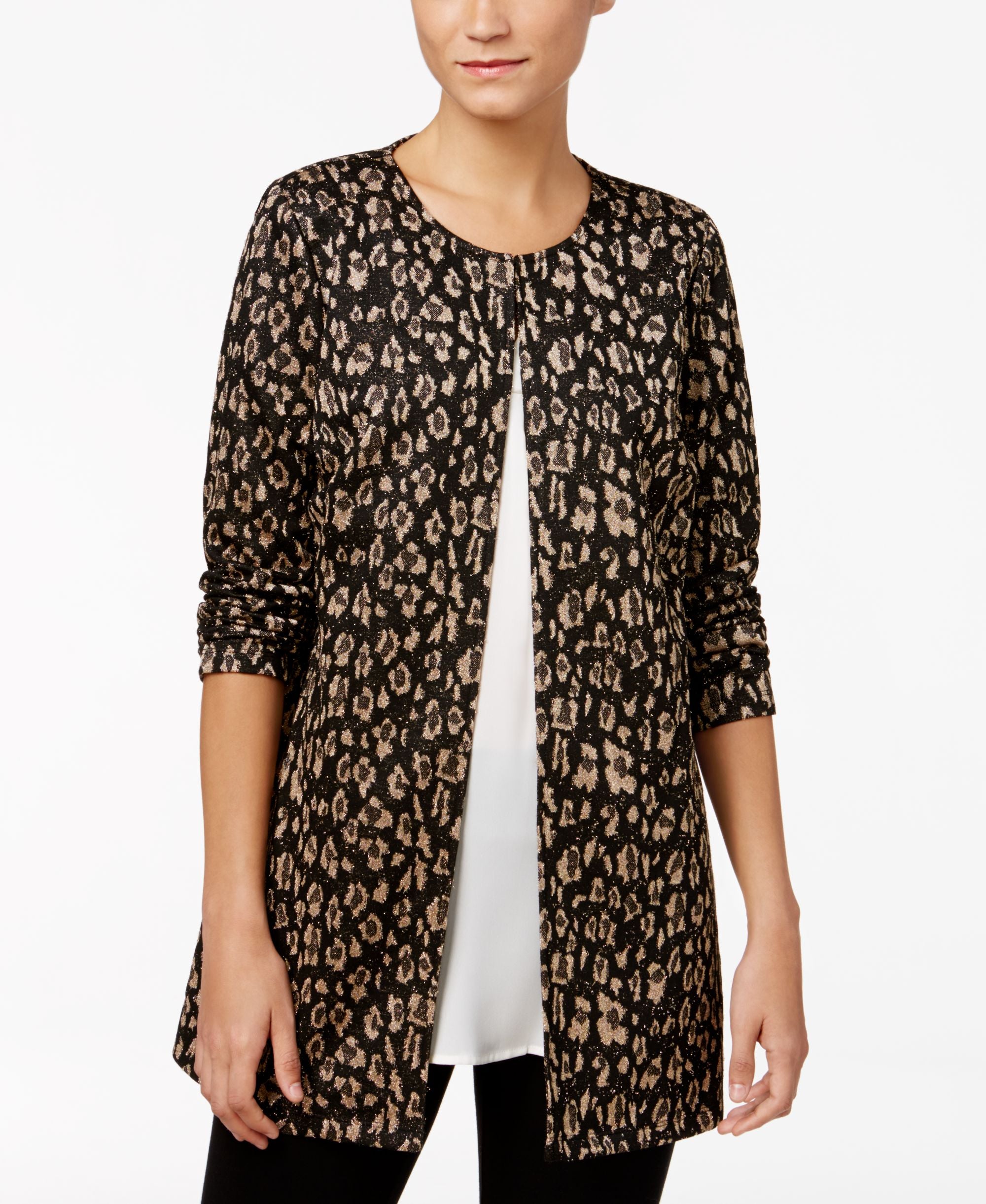 JM Collection Petite Metallic Print Jacket