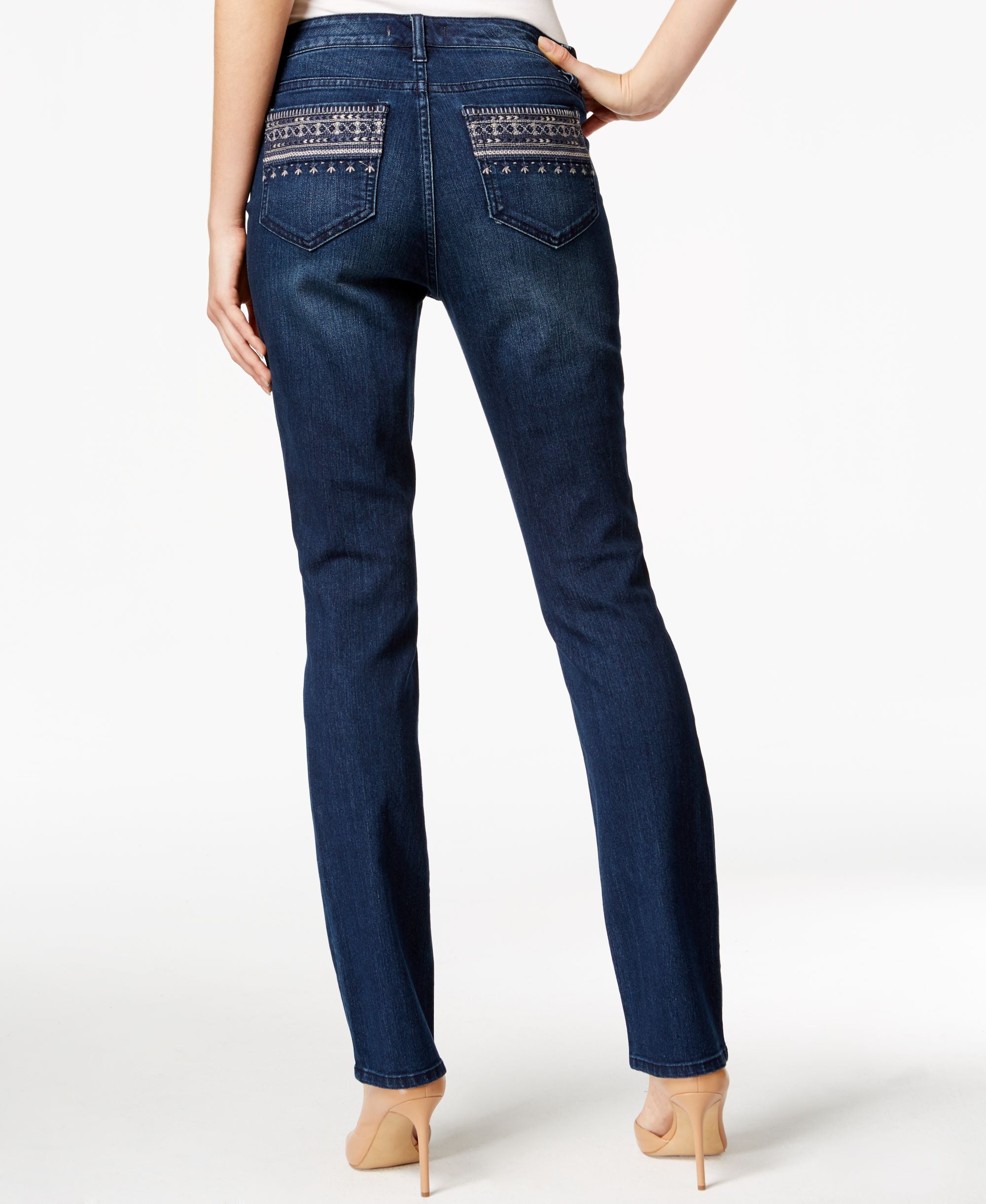 Vintage America Boho Embroidered Kemi Wash Straight Leg Jeans