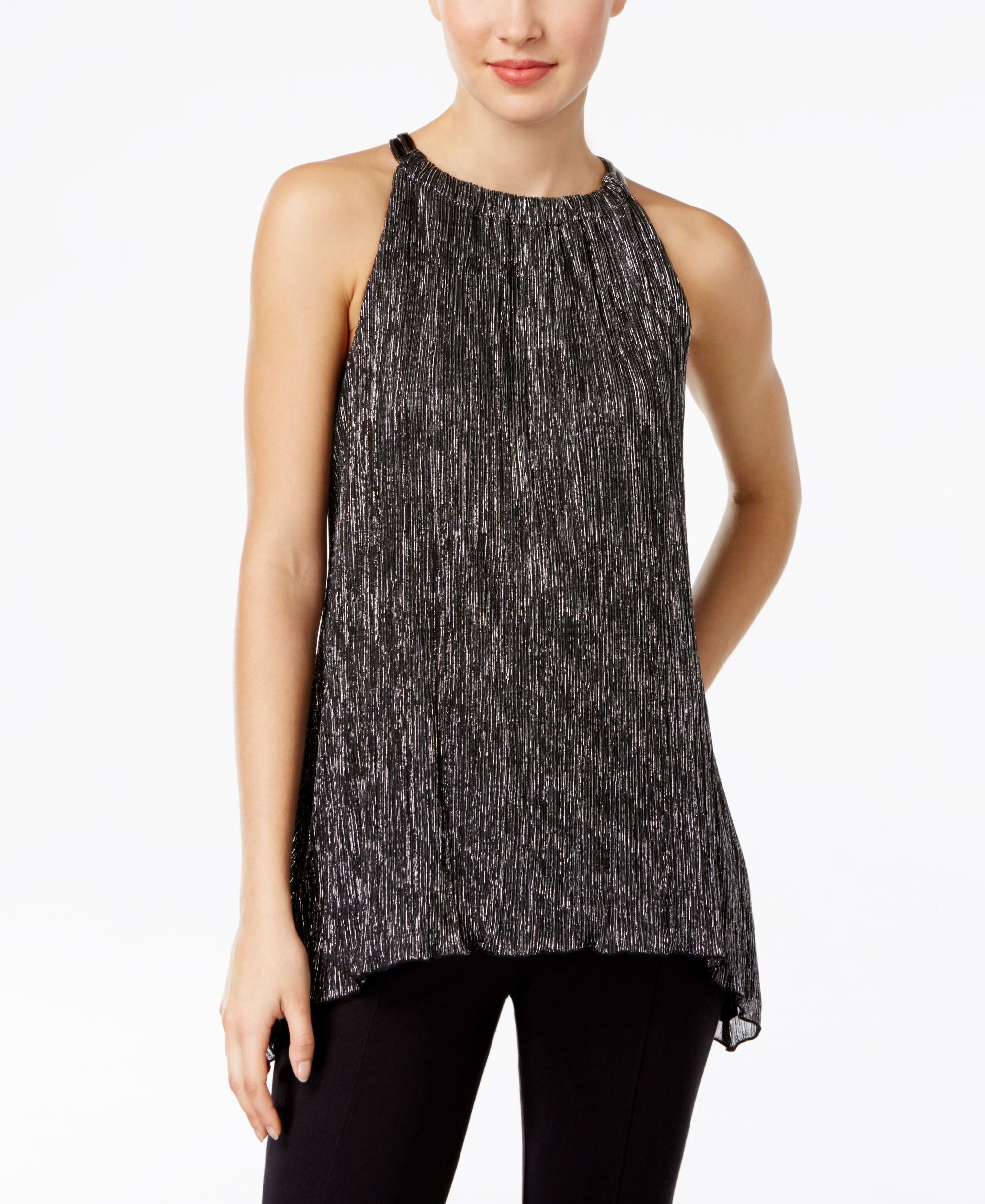 Alfani Petite Metallic Halter Top