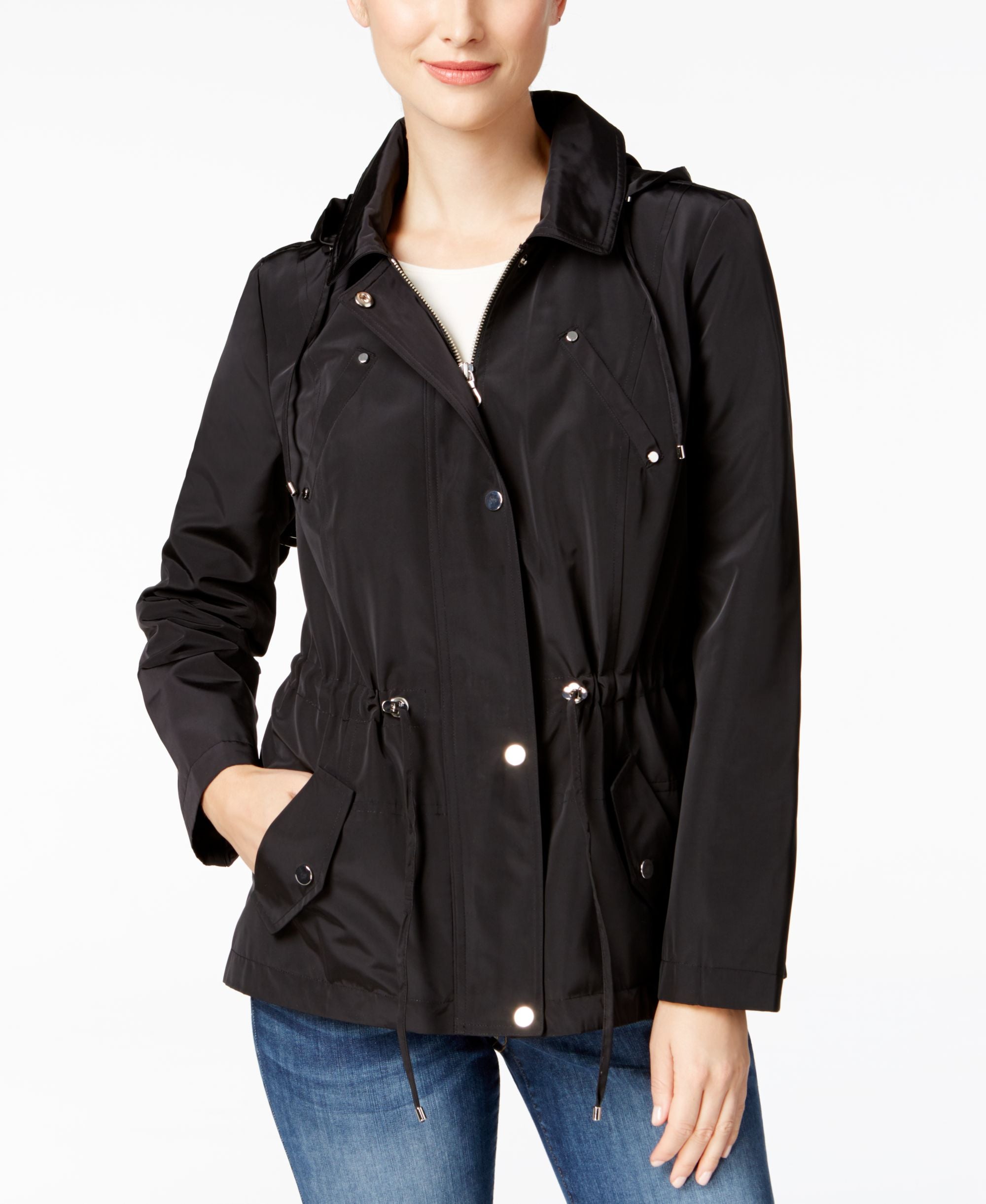 Petite Water-Resistant Hooded Anorak Jacket