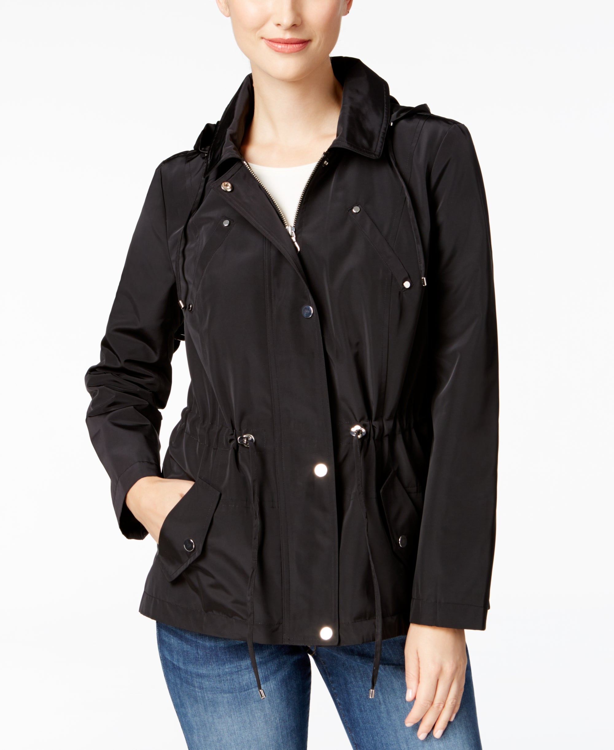 Petite Water-Resistant Hooded Anorak Jacket