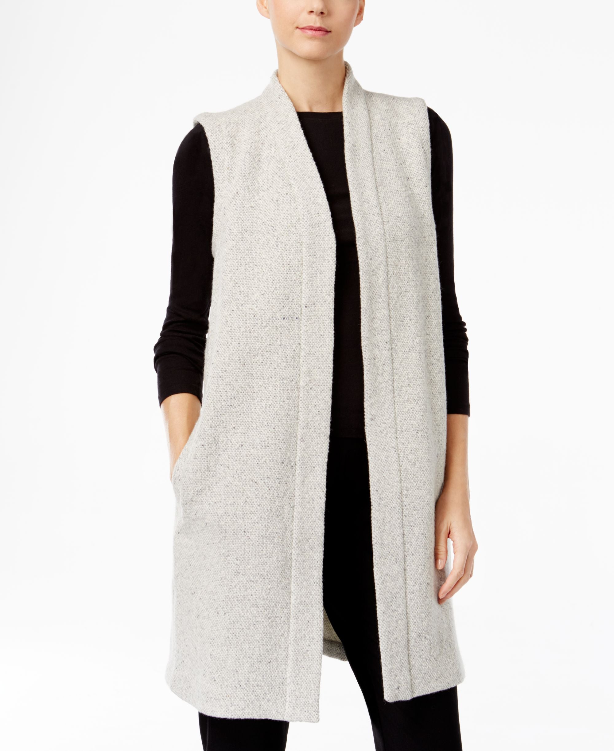 Eileen Fisher Wool Blend Duster Sweater Vest