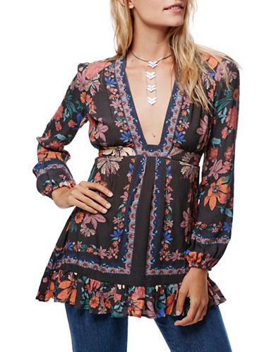 Free People Women's Violet Hill Printed Tunic Black 2