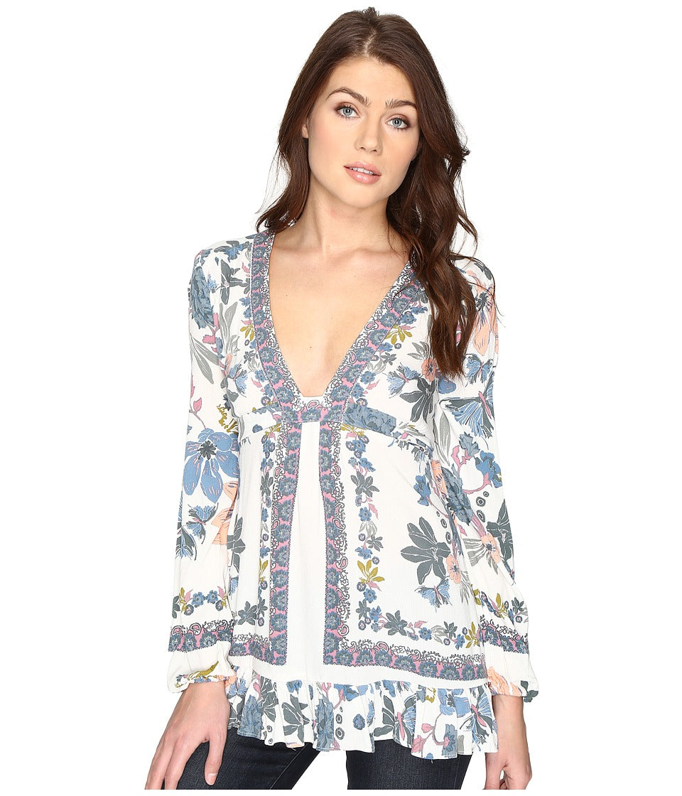 Free People Women's Violet Hill Printed Tunic Ivory 2