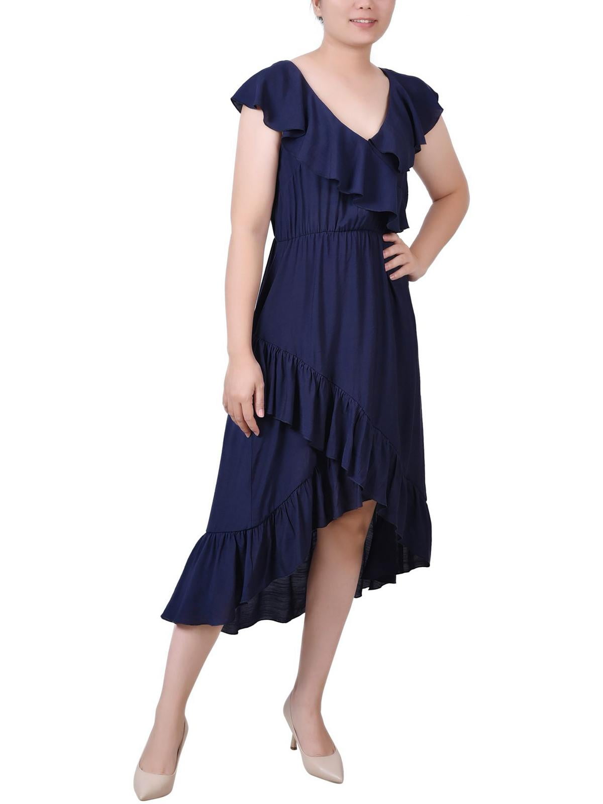 Petite Sleeveless Flounced Dress