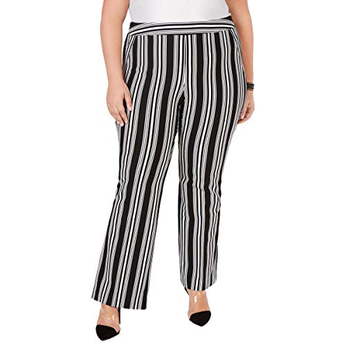 I.N.C. Plus Size Striped Ponte-Knit Boot-Cut Pants