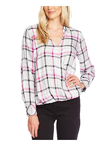 Plaid Faux-Wrap Blouse