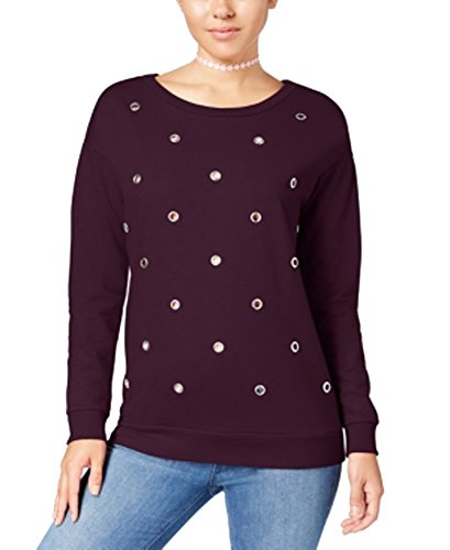 Ultra Flirt Juniors' Grommet-Detail Sweatshirt Winetasting XS