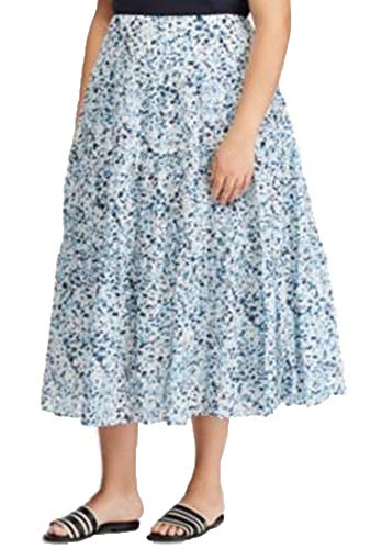 Ralph Lauren Plus Size Tiered Skirt (Navy, 18W)