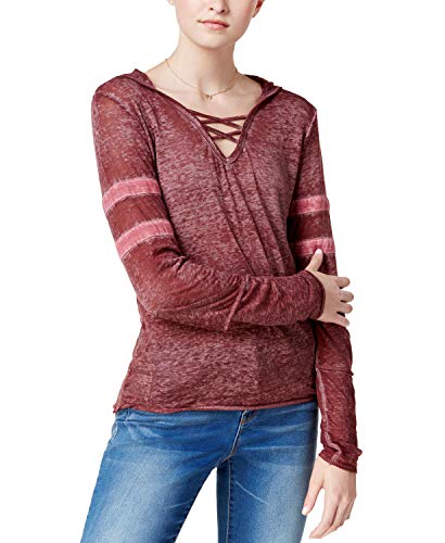 Juniors' Burnout Crisscross-Trim Hoodie