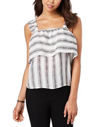 Juniors' Striped Ruffle-Trimmed Tank Top