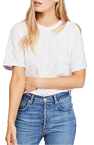 Womens Free People Lucky Distressed Tee