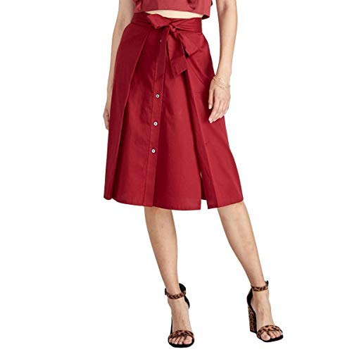Rachel Roy Neo Tie-Waist Button-Front Skirt (Black Cherry, 14)