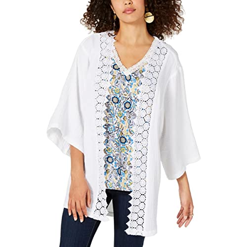 Cotton Textured Lace-Trim Kimono