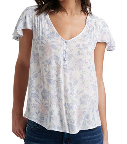 Floral Smocked Flutter-Sleeve Top