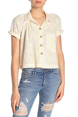 Free People Away At Sea Striped Frayed Hem Shirt