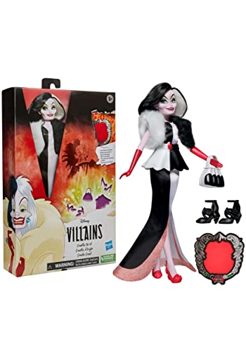 Disney Princess Villains Cruella De Vil Fashion Doll, Accessories and Removable Clothes, Disney Villains Toy for Kids 5 Years Old and Up