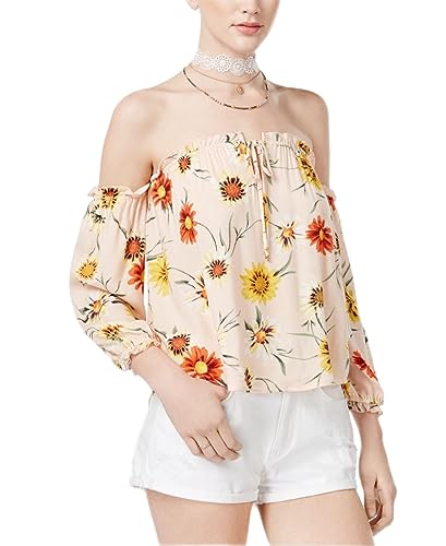 Juniors' Floral-Print Off-The-Shoulder Top
