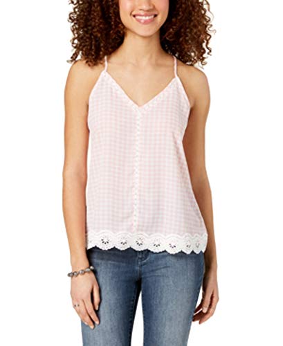 Juniors' Gingham Crochet Tank Top