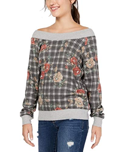 Juniors' Printed Off-The-Shoulder Sweatshirt