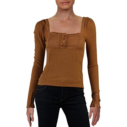 Free People Sugar Sugar Square Neck Lace Trim Top