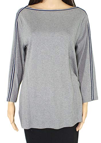 Plus Size Cotton Athletic-Trim Top