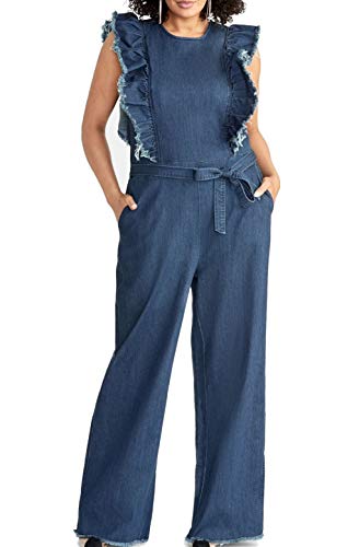 Plus Size Nikita Ruffled Denim Jumpsuit