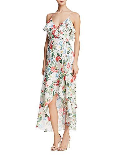 Bardot Ruffled Tropical Faux-Wrap Dress