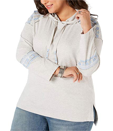 Plus Size Cotton Embellished Hoodie Sweatshirt
