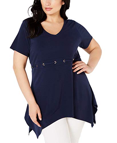 Plus Size Embellished Handkerchief-Hem Tunic