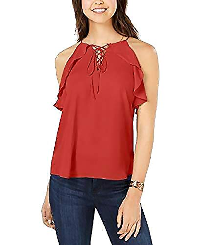Juniors' Ruffled Lace-Up Top