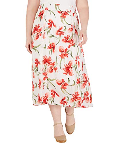Plus Size Floral-Print A-Line Skirt