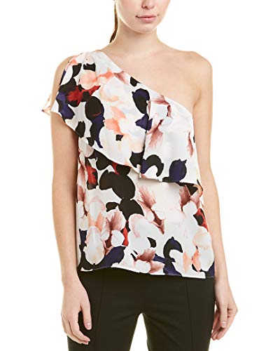 1.State Printed One Shoulder Flounce Top