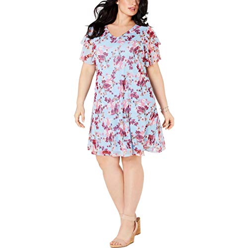 Plus Size Printed Ruffled-Sleeve Dress