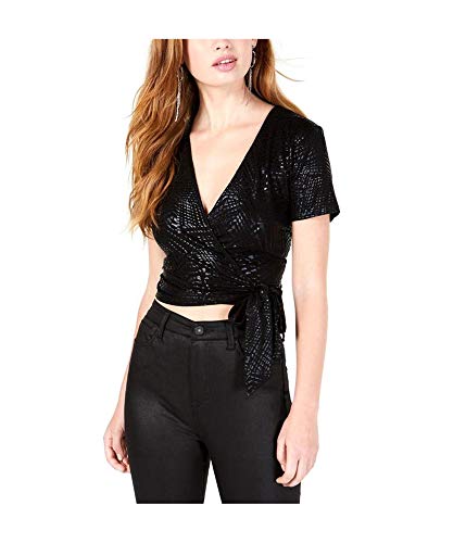 Juniors' Cropped Tie-Hem Top