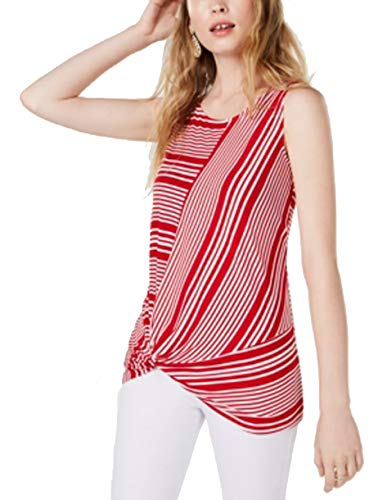 INC Petite Striped Twist-Hem Top